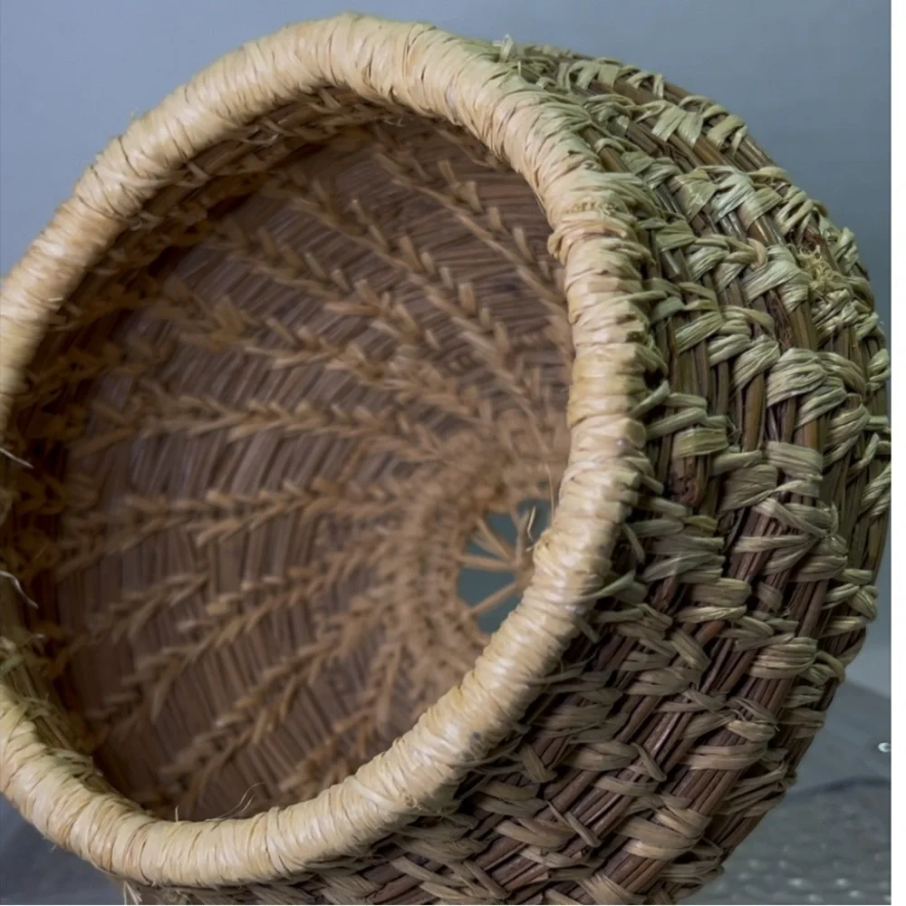 Papago Tohono O’odham Hand-Woven Basket Beargrass, Yucca & Devil’s Claw signed